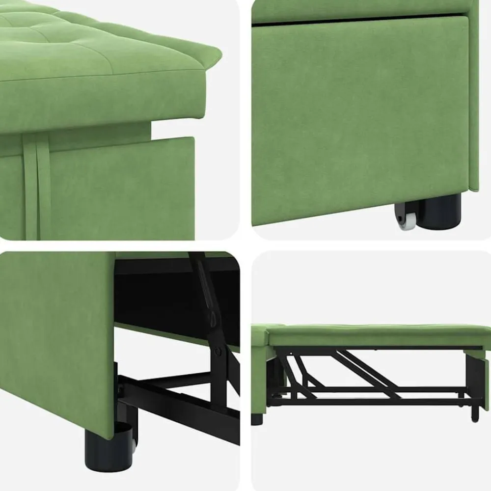 vidaXL Sofá cama 194 x 67 x 82 cm Terciopelo Verde claro Discount