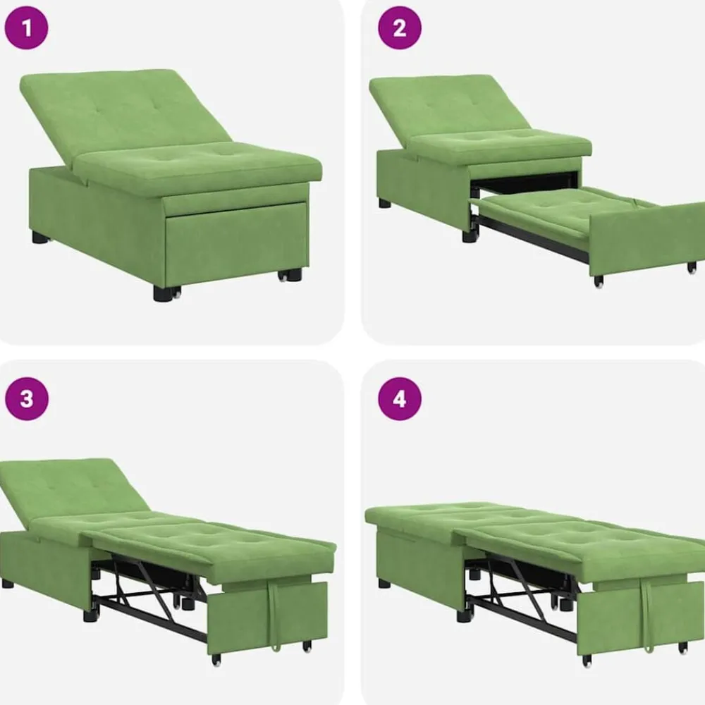 vidaXL Sofá cama 194 x 67 x 82 cm Terciopelo Verde claro Discount