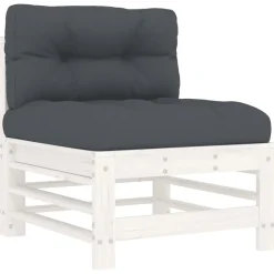 vidaXL Muebles De Jardín-Sofá central con cojines madera maciza de