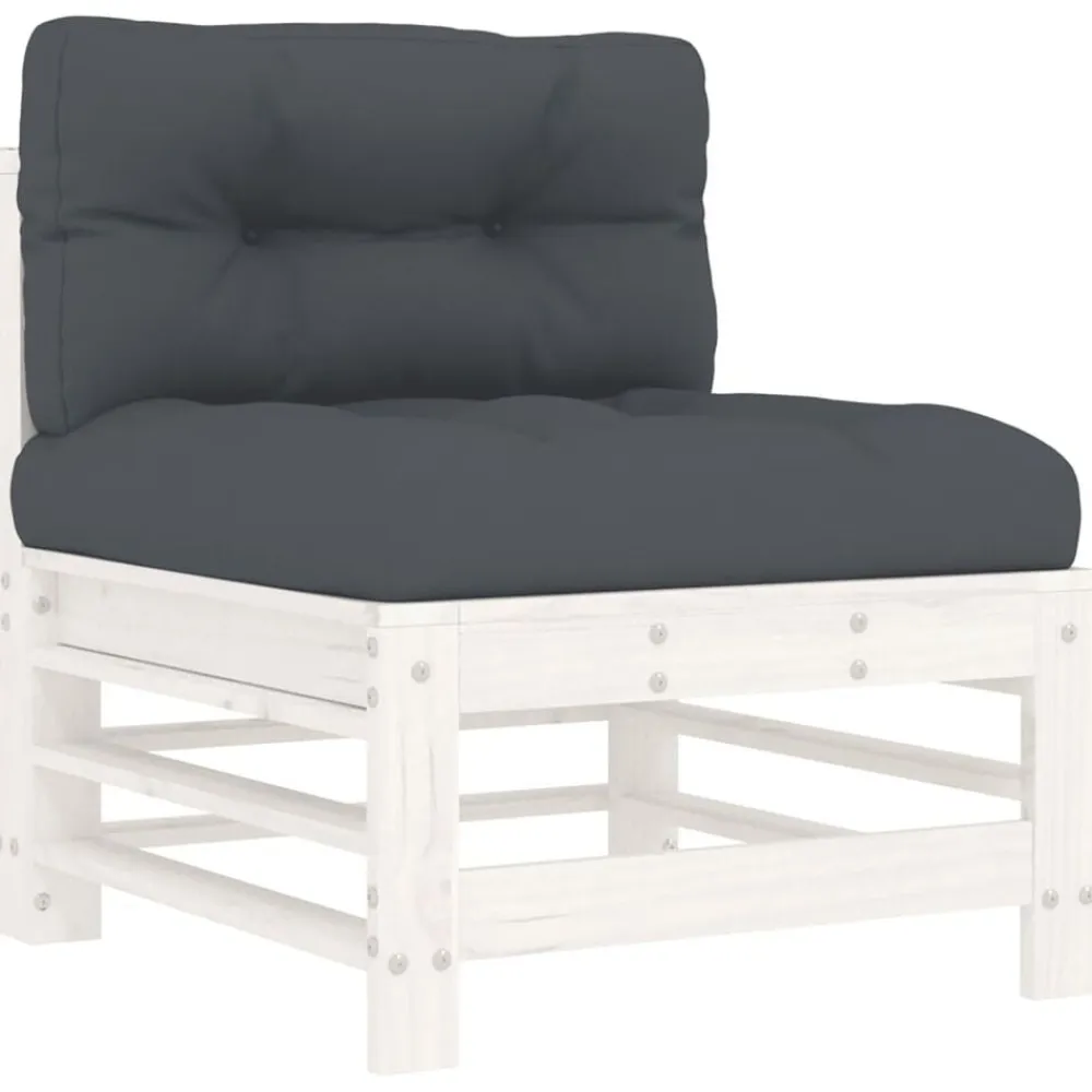 vidaXL Muebles De Jardín-Sofá central con cojines madera maciza de