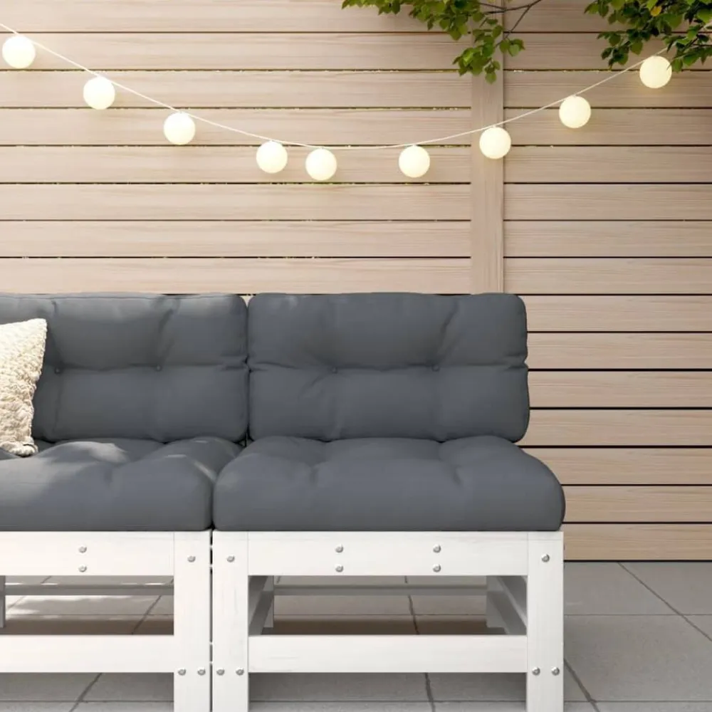 vidaXL Muebles De Jardín-Sofá central con cojines madera maciza de