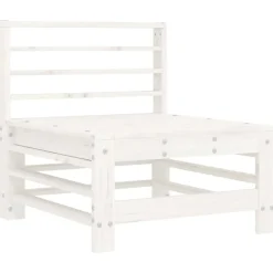 vidaXL Muebles De Jardín-Sofá central con cojines madera maciza de