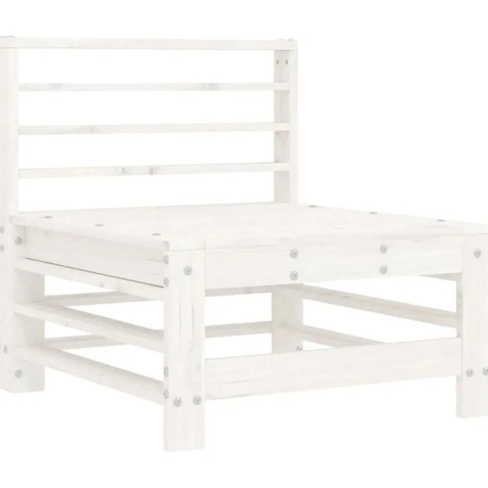 vidaXL Muebles De Jardín-Sofá central con cojines madera maciza de