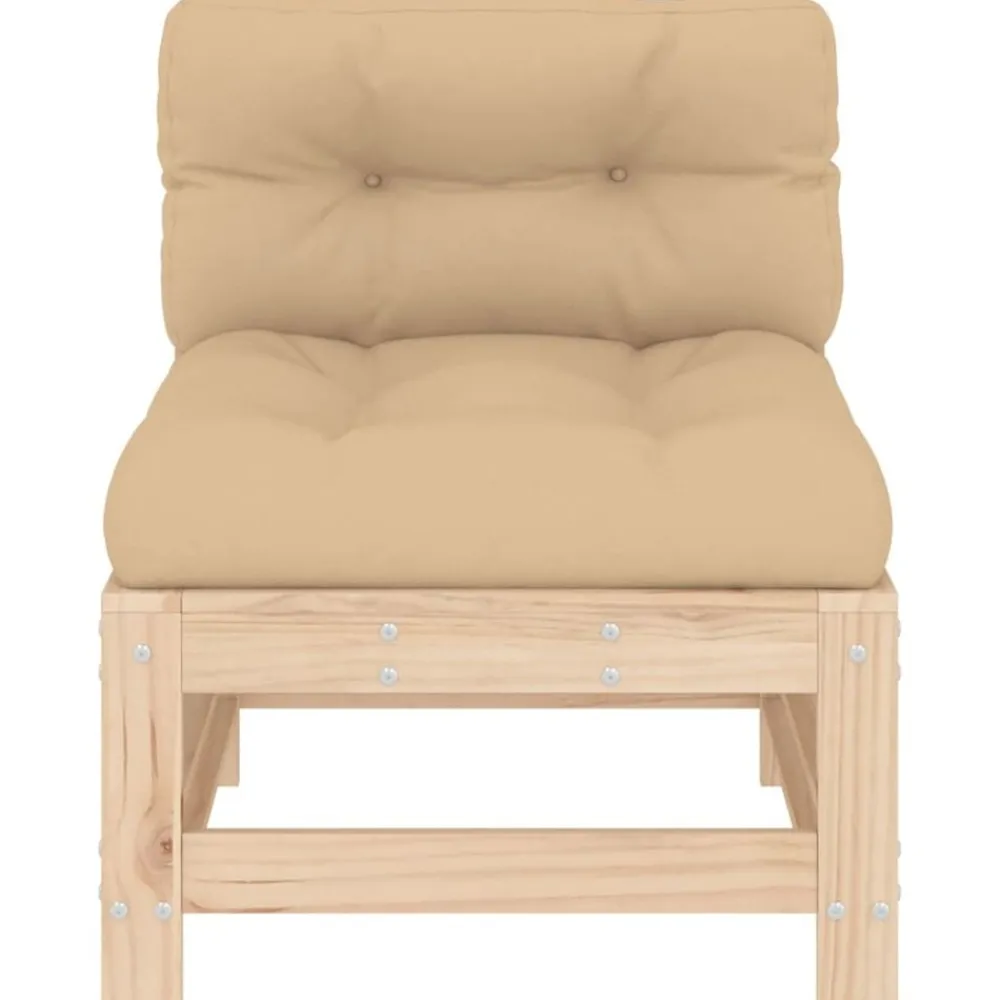 vidaXL Sofá central con cojines madera maciza de pino Pino natural Outlet