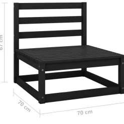vidaXL Sofá central de jardín madera maciza de pino Negro