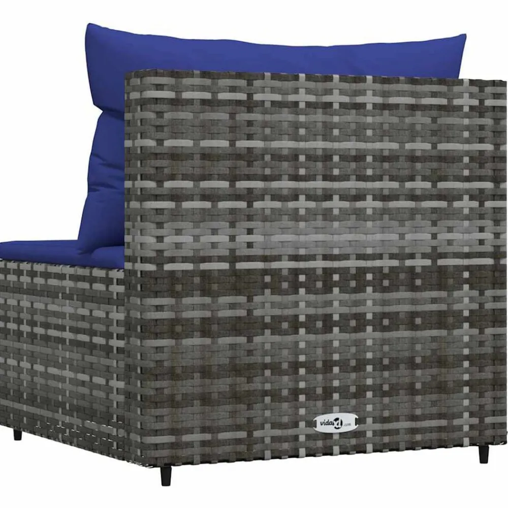 vidaXL Muebles De Jardín-Sofá central de jardín con cojines ratán sintético gris