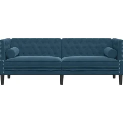 vidaXL Sofá Chesterfield 3 plazas con cojines terciopelo Azul Hot