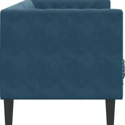 vidaXL Sofá Chesterfield 3 plazas con cojines terciopelo Azul Hot