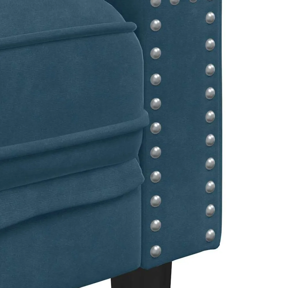 vidaXL Sofá Chesterfield 3 plazas con cojines terciopelo Azul Hot