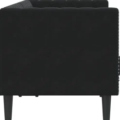 vidaXL Sofá Chesterfield 2 plazas con cojines terciopelo Negro Best