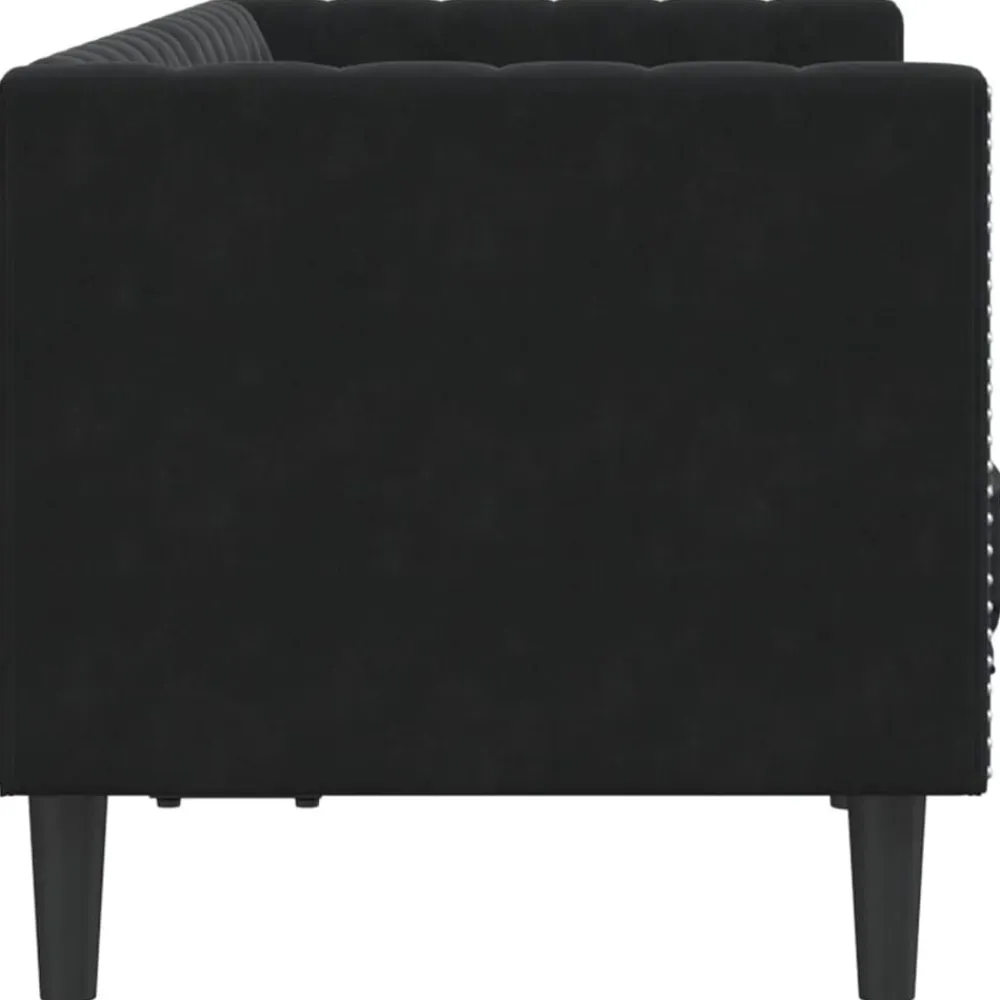 vidaXL Sofá Chesterfield 2 plazas con cojines terciopelo Negro Best