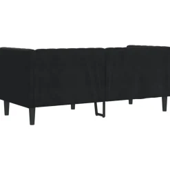 vidaXL Sofá Chesterfield 2 plazas con cojines terciopelo Negro Best