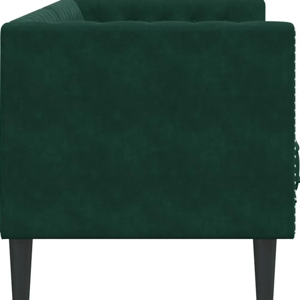 vidaXL Sofá Chesterfield 3 plazas con cojines terciopelo Verde oscuro Hot