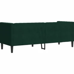 vidaXL Sofá Chesterfield 3 plazas con cojines terciopelo Verde oscuro Hot
