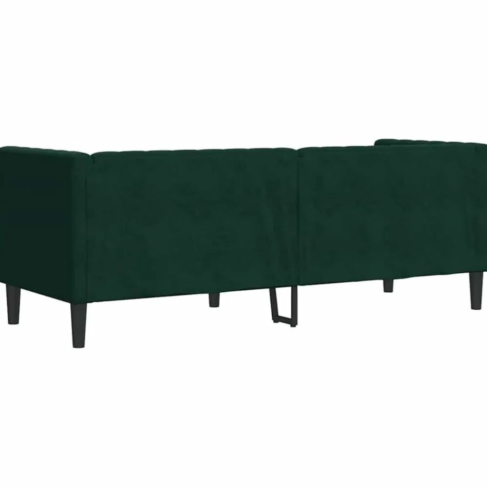 vidaXL Sofá Chesterfield 3 plazas con cojines terciopelo Verde oscuro Hot