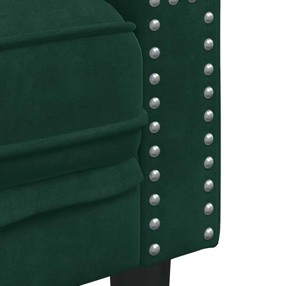 vidaXL Sofá Chesterfield 3 plazas con cojines terciopelo Verde oscuro Hot