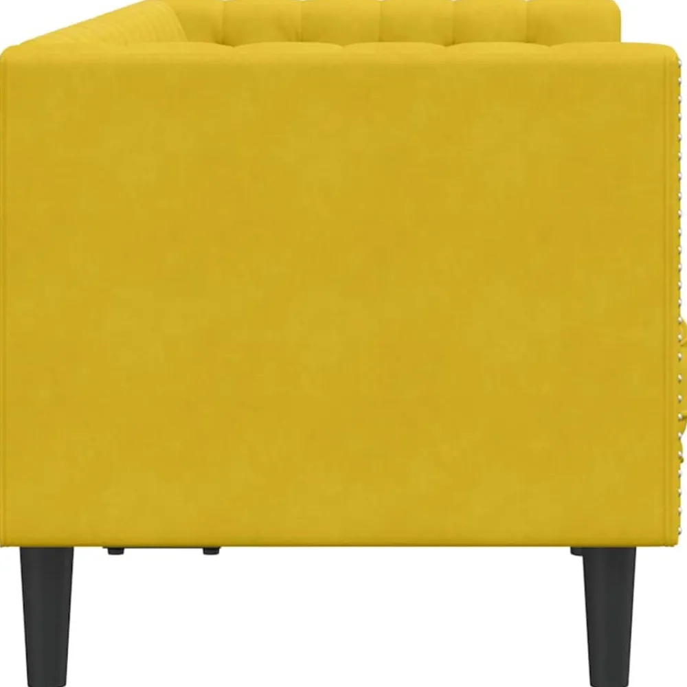 vidaXL Sofá Chesterfield 2 plazas con cojines terciopelo Amarillo Outlet