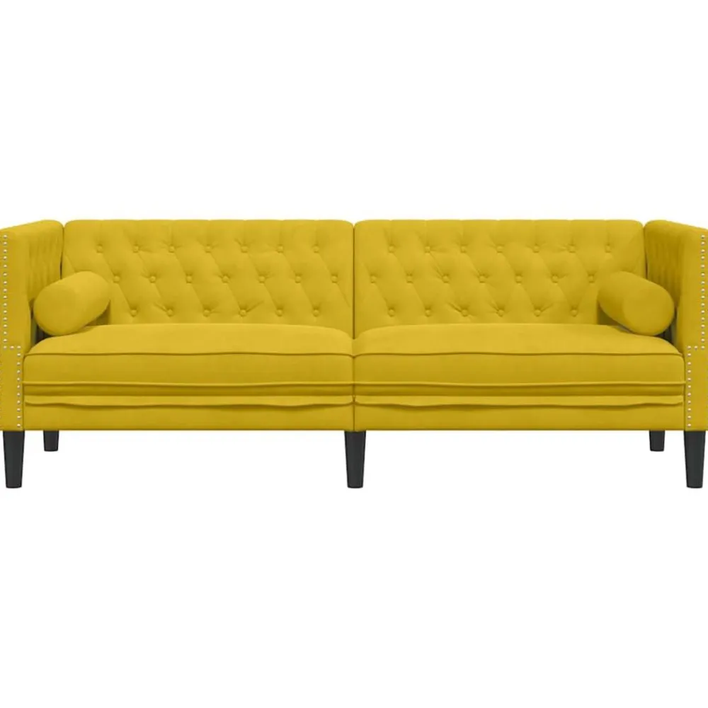 vidaXL Sofás-Sofá Chesterfield 3 plazas con cojines terciopelo
