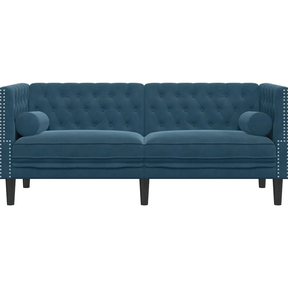 vidaXL Sofá Chesterfield 2 plazas con cojines terciopelo Azul Outlet