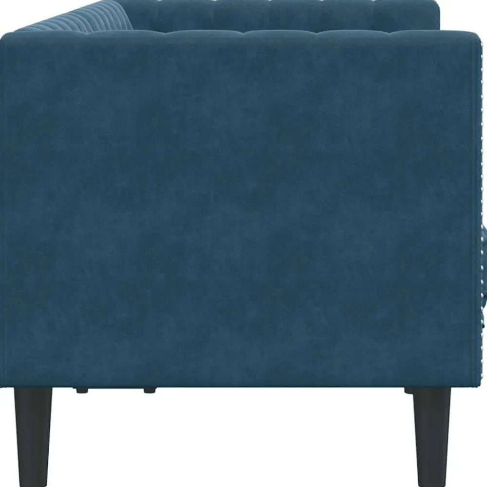 vidaXL Sofá Chesterfield 2 plazas con cojines terciopelo Azul Outlet