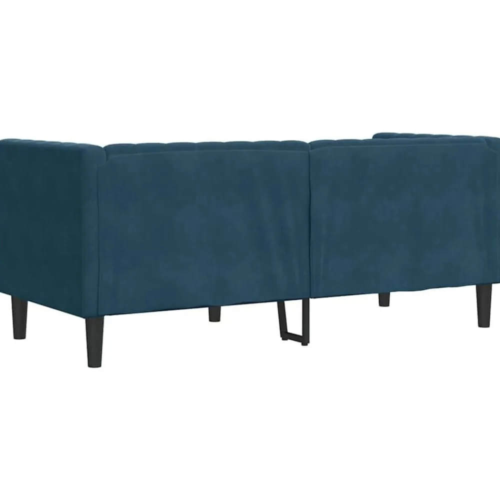 vidaXL Sofá Chesterfield 2 plazas con cojines terciopelo Azul Outlet
