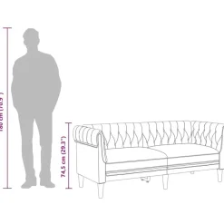 vidaXL Sofás-Sofá chesterfield de 2 plazas tela marrón