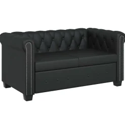 vidaXL Sofás-Sofá Chesterfield de 2 plazas cuero sintético