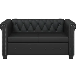 vidaXL Sofás-Sofá Chesterfield de 2 plazas cuero sintético