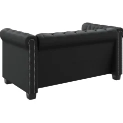 vidaXL Sofás-Sofá Chesterfield de 2 plazas cuero sintético