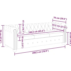 vidaXL Sofá Chesterfield de 3 plazas cuero sintético Negro Discount