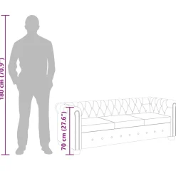 vidaXL Sofá Chesterfield de 3 plazas cuero sintético Negro Discount