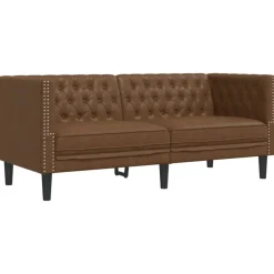 vidaXL Sofá Chesterfield de 2 plazas piel de ante sintético marrón Marrón Online