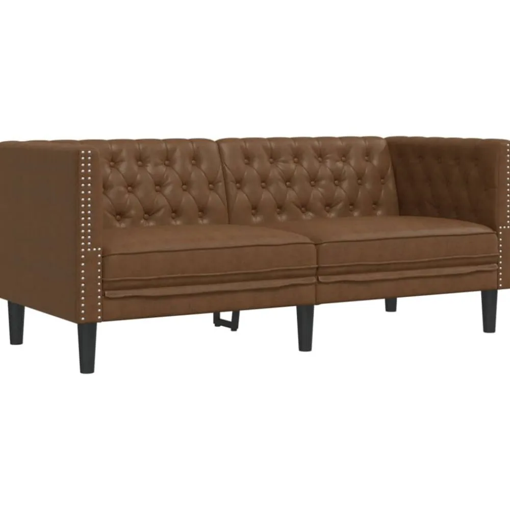 vidaXL Sofá Chesterfield de 2 plazas piel de ante sintético marrón Marrón Online