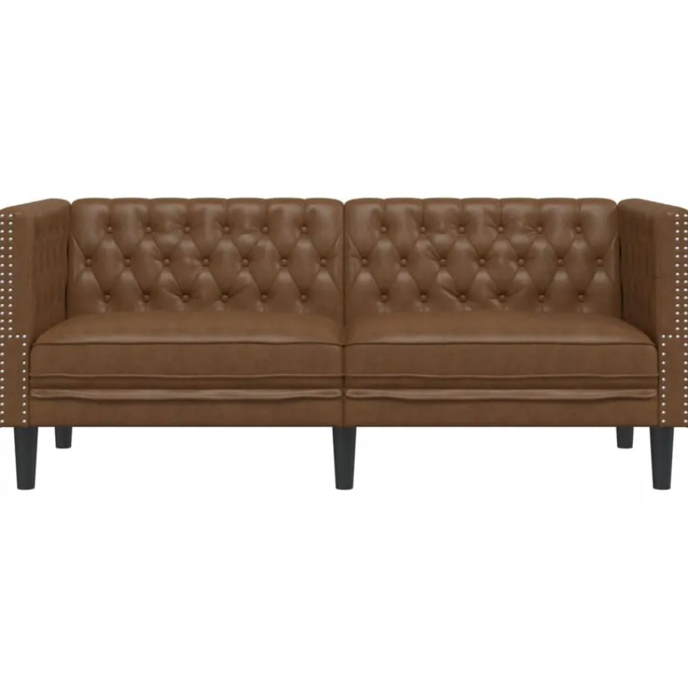 vidaXL Sofá Chesterfield de 2 plazas piel de ante sintético marrón Marrón Online
