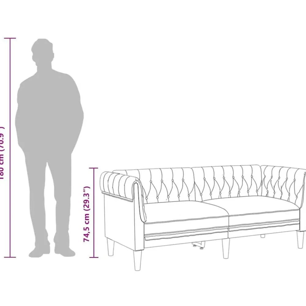 vidaXL Sofás-Sofá Chesterfield de 2 plazas tela