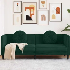 vidaXL Sofá con cojines 3 plazas terciopelo Verde oscuro Outlet