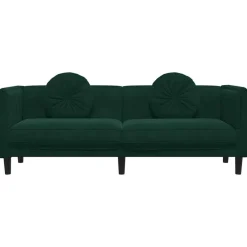 vidaXL Sofá con cojines 3 plazas terciopelo Verde oscuro Outlet
