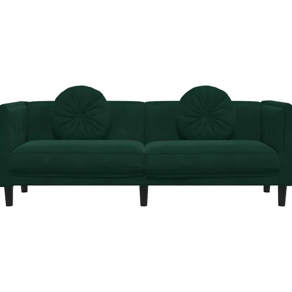 vidaXL Sofá con cojines 3 plazas terciopelo Verde oscuro Outlet