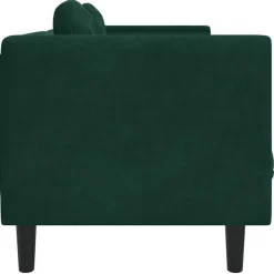 vidaXL Sofá con cojines 3 plazas terciopelo Verde oscuro Outlet