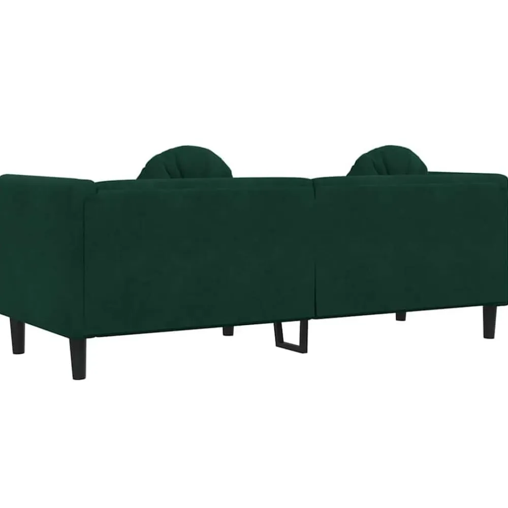 vidaXL Sofá con cojines 3 plazas terciopelo Verde oscuro Outlet
