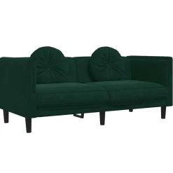 vidaXL Sofá con cojines 2 plazas terciopelo Verde oscuro