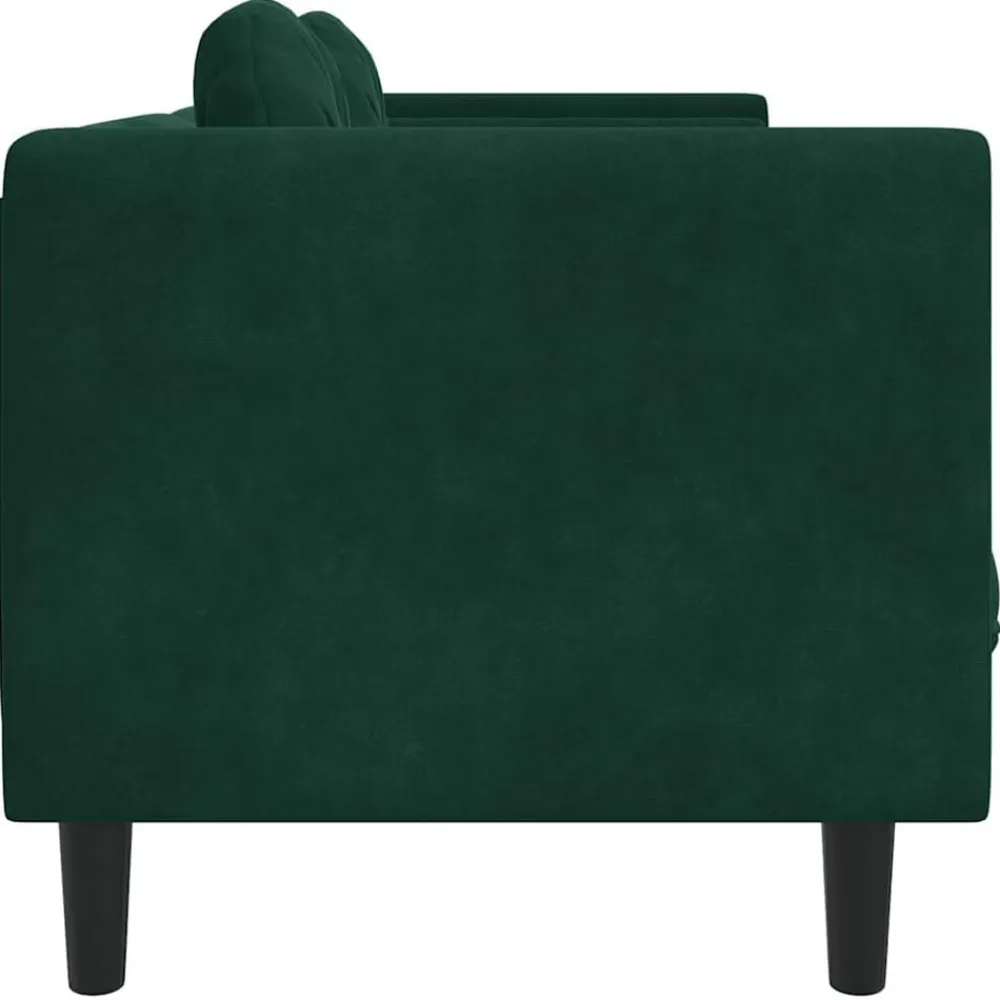 vidaXL Sofá con cojines 2 plazas terciopelo Verde oscuro