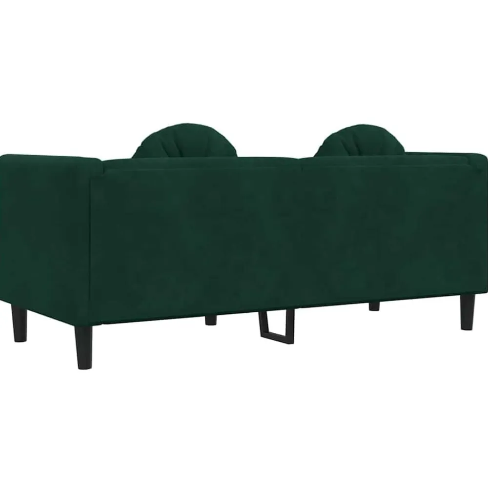 vidaXL Sofá con cojines 2 plazas terciopelo Verde oscuro