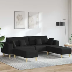 vidaXL Sofá con cojín 3 pcs tela Negro Best