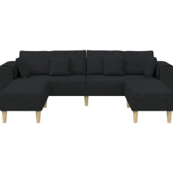 vidaXL Sofá con cojín 3 pcs tela Negro Best