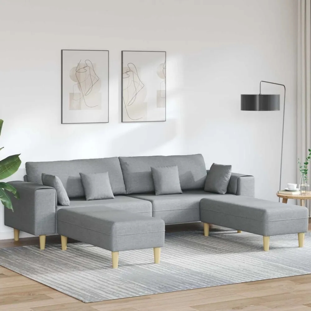 vidaXL Sofás-Sofá con cojín 3 pcs tela