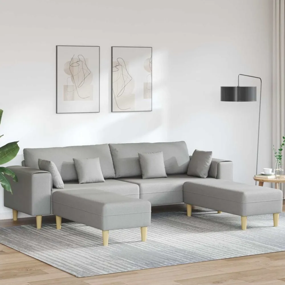 vidaXL Sofá con cojín 3 pcs tela Gris nube Discount