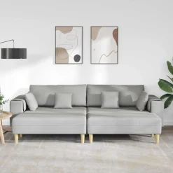 vidaXL Sofá con cojín 3 pcs tela Gris nube Discount