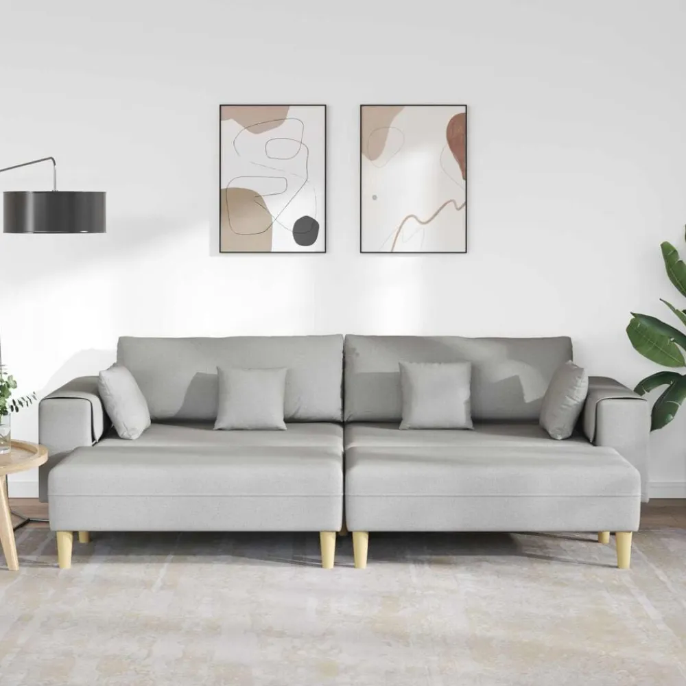 vidaXL Sofá con cojín 3 pcs tela Gris nube Discount