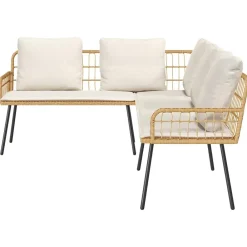 vidaXL Sofá con cojín Naturaleza 173 x 231 x 90cm Acero Naturaleza y crema New